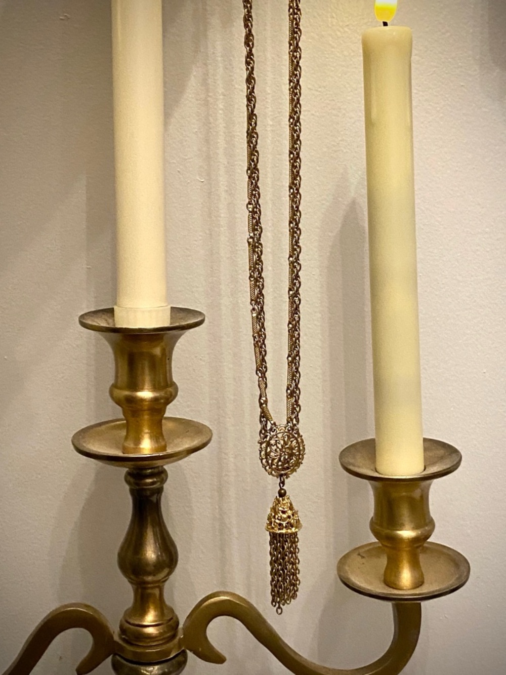 Vintage Kramer Gold Tone Multi Strand Tassel Necklace Signed